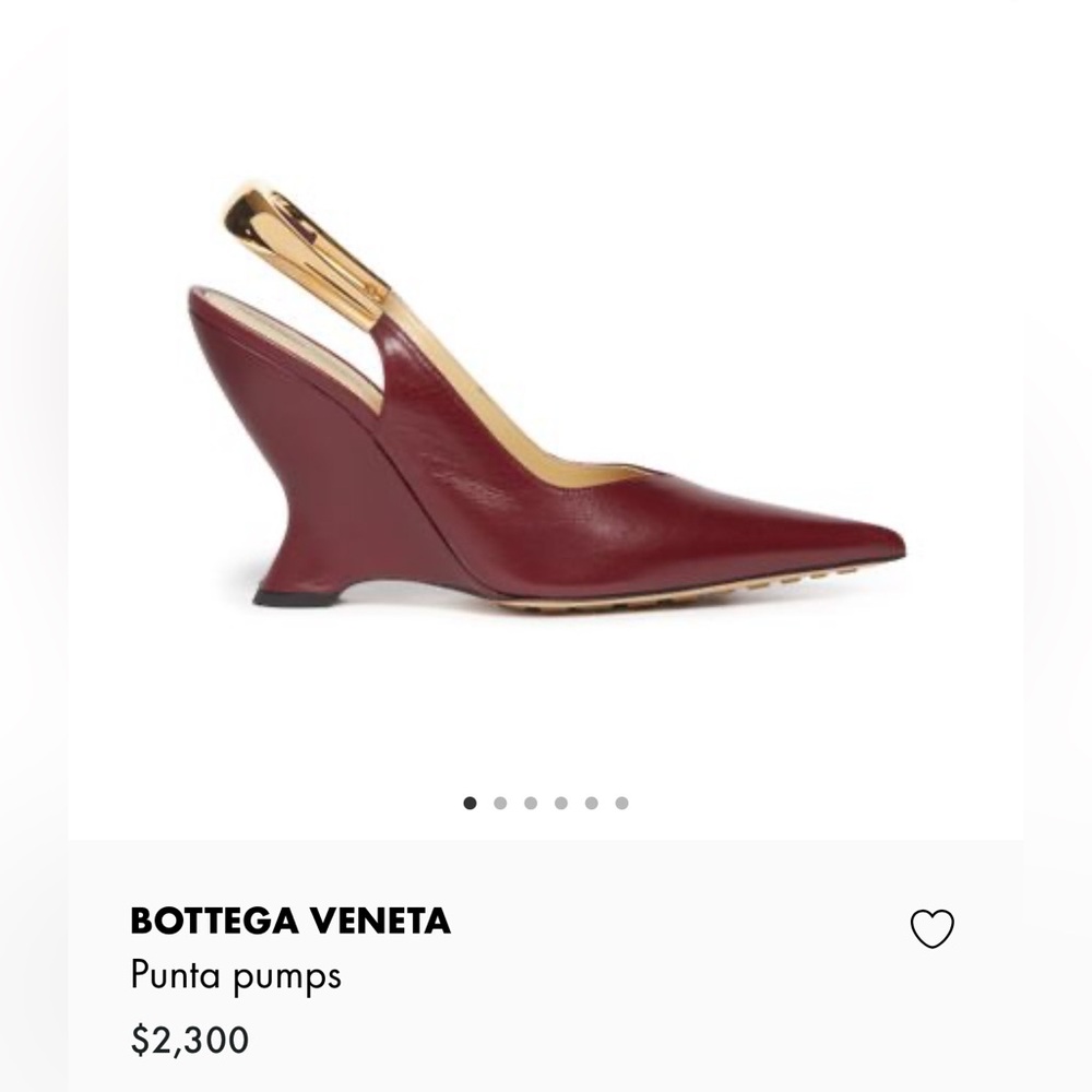 Bottega Veneta Authentic Wine Burgundy Gold 'Punta' Wedge Heel Slingback 39/9